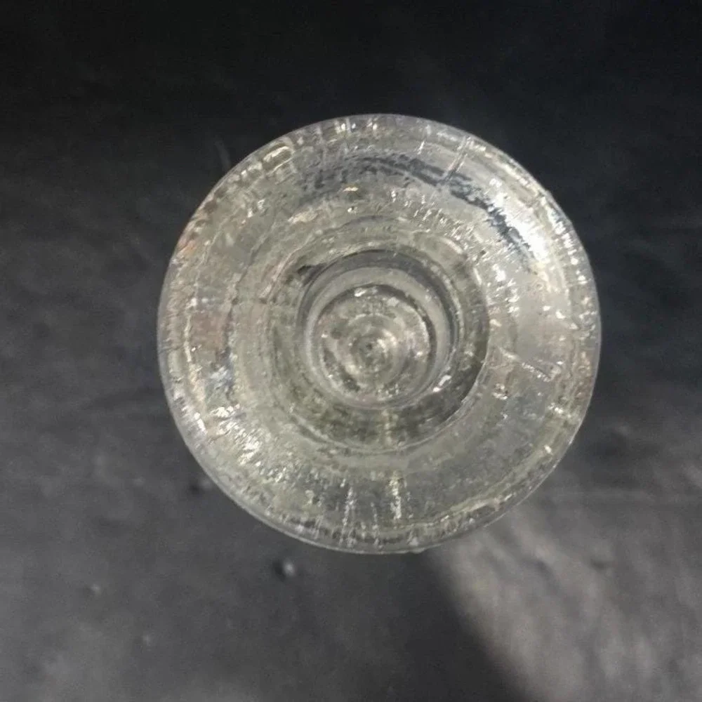 Pukeberg Sweden Three-Ring Pressed Glass Candlestick, Scandinavian Candle Holder